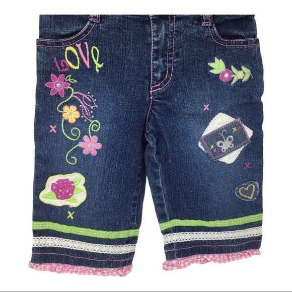 Flapdoodles Girls Boho Denim Capri Pants - Picture 8 of 12